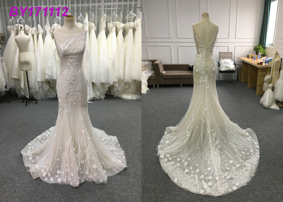 Lace Slim Elegant Mermaid Style Wedding Dress For Bridal Embroidery Decoration