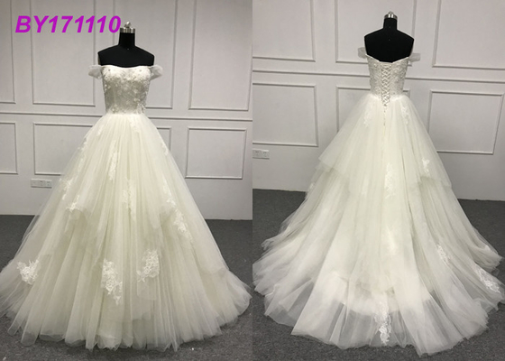 Off The Shoulder Bridal Ball Gowns For Slim Girls Short Sleeve Vintage Plus Size