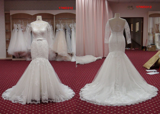 Bridal Long Sleeve Mermaid Style Wedding Dresses / Sexy Satin Mermaid Wedding Dress