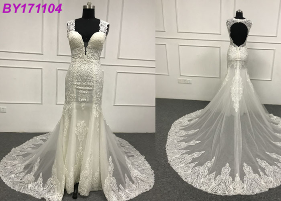 Lace Backless A Line Wedding Dress / Gorgeous Sweetheart A Line Wedding Dress