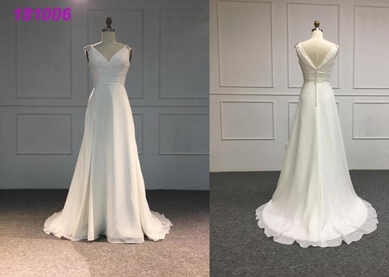 Handmade Simple A Line Wedding Dress / Casual Sleeveless Wedding Ball Gown