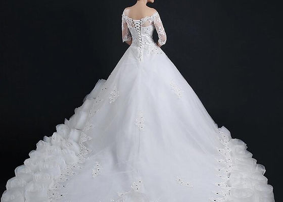 Sexy Half Sleeve Bridesmaid Dresses , Banquet Party Princess Style Wedding Gowns