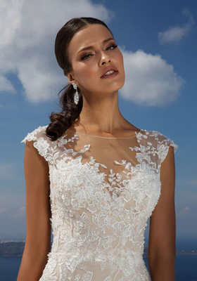 Sleeve Less Sexy Backless Fit And Flare Wedding Dress , Bridal Wedding Gowns