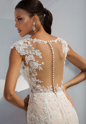 Sleeve Less Sexy Backless Fit And Flare Wedding Dress , Bridal Wedding Gowns