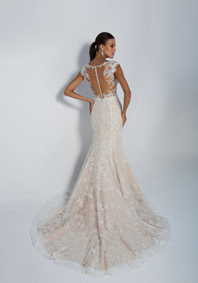 Sleeve Less Sexy Backless Fit And Flare Wedding Dress , Bridal Wedding Gowns