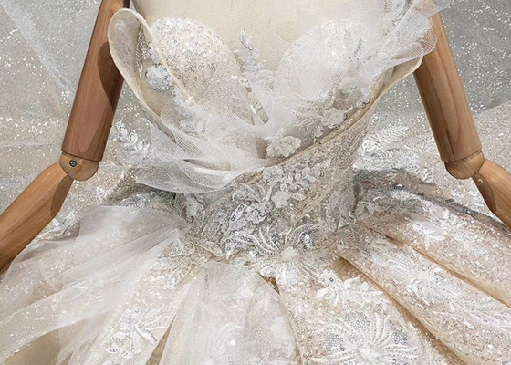 O - Neck Sleeveless Handmade Bridal Ball Gowns Special Dress For Wedding Function