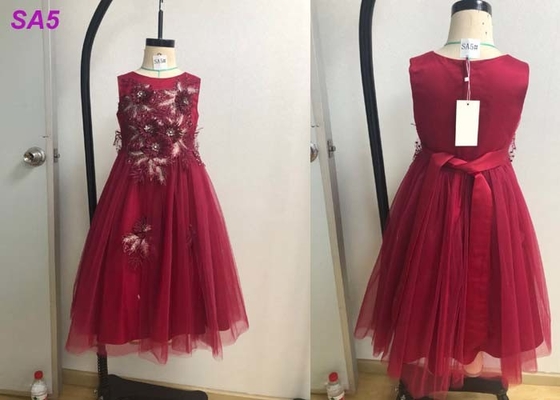 Vestiti dalla ragazza di fiore dei bei bambini del pizzo per il collo integrale della festa di compleanno O