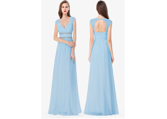 La damigella d'onore accessibile chiffona del blu reale veste i vestiti convenzionali dalla festa nuziale di modo
